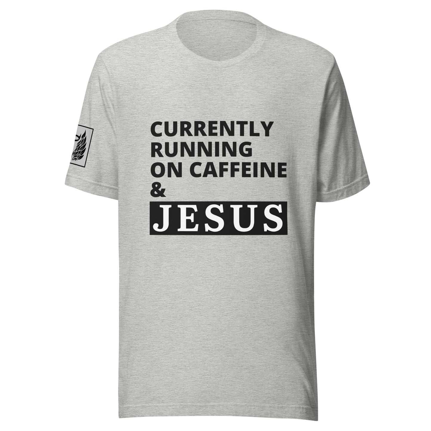 Caffiene & Jesus Gray Unisex t-shirt