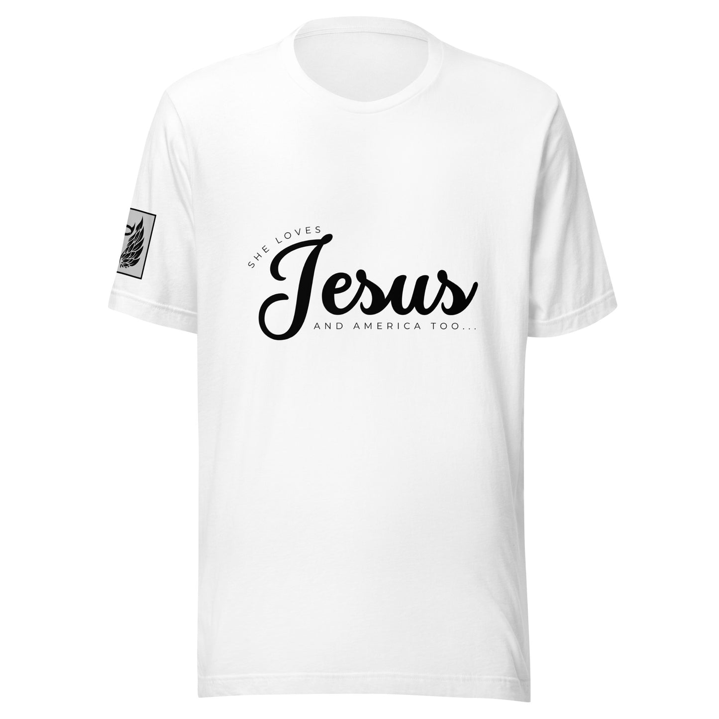 She Loves Jesus White Unisex t-shirt