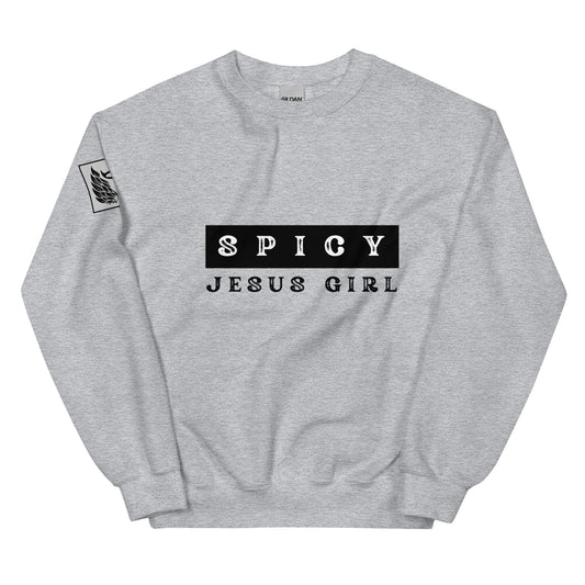 Spicy Jesus Girl Grey Unisex Sweatshirt