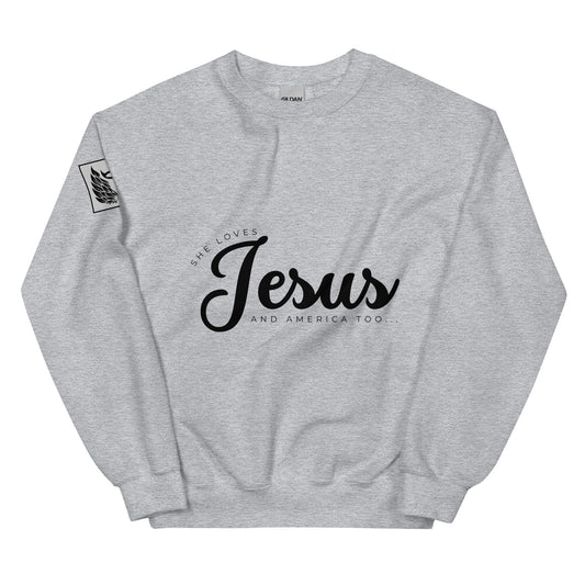 She Loves Jesus Grey Unisex Sweatshirt