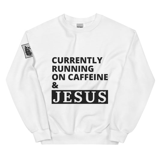 Caffeine & Jesus White Unisex Sweatshirt