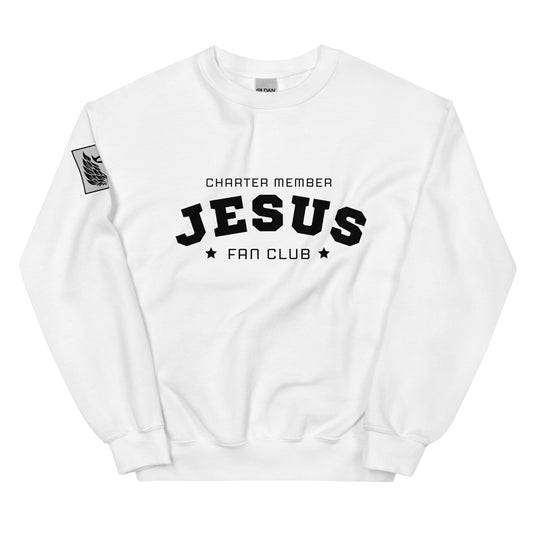 Jesus Fan Club White Unisex Sweatshirt