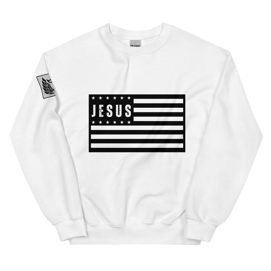 Jesus In America White Unisex Sweatshirt