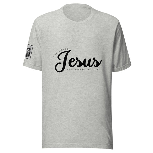 She Loves Jesus Grey Unisex t-shirt