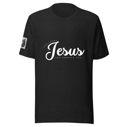 She Loves Jesus Black Unisex t-shirt