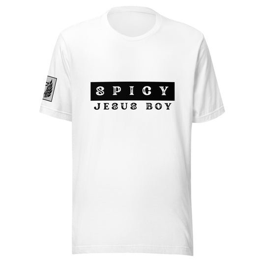 Spicy Jesus Boy White Unisex T-Shirt